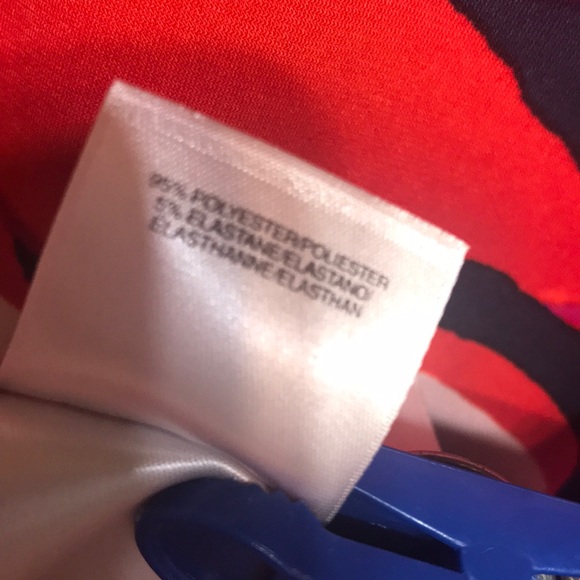 ANNE KLEIN Mulit-colored Top (orange, raspberry, white & navy), Button-Down Back - Picture 7 of 7